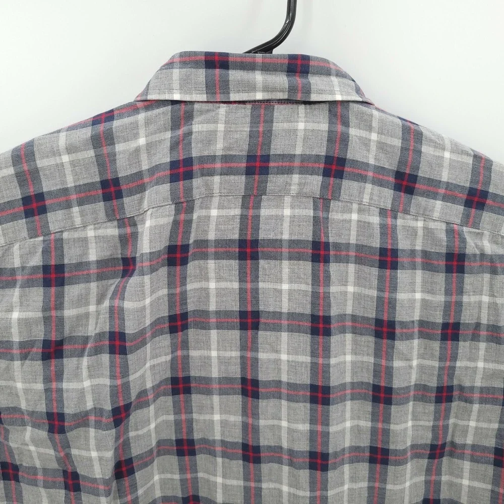 Banana Republic Shirt Mens XL Gray Plaid‎ Soft Wash Standard Fit Long Sleeve